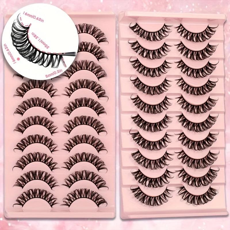 10 Pairs Messy False Eyelash Cat Eye Lashes Fluffy Wispy Thick Natural Curling