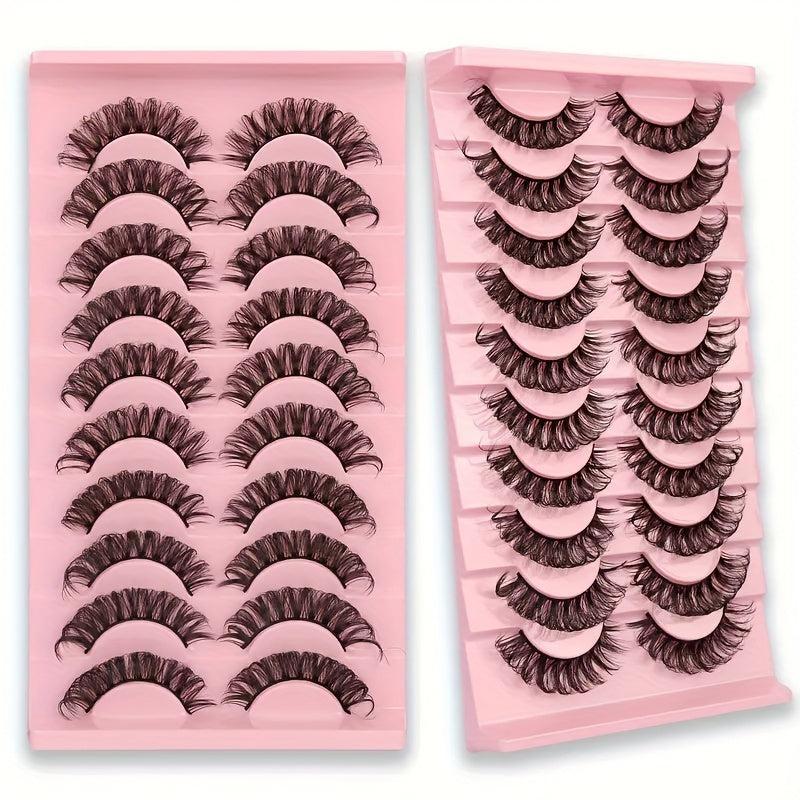 10 Pairs Messy False Eyelash Cat Eye Lashes Fluffy Wispy Thick Natural Curling
