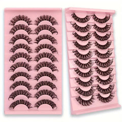 10 Pairs Messy False Eyelash Cat Eye Lashes Fluffy Wispy Thick Natural Curling