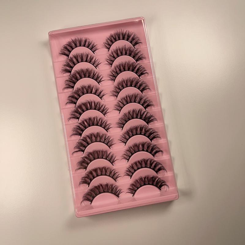 10 Pairs Messy False Eyelash Cat Eye Lashes Fluffy Wispy Thick Natural Curling