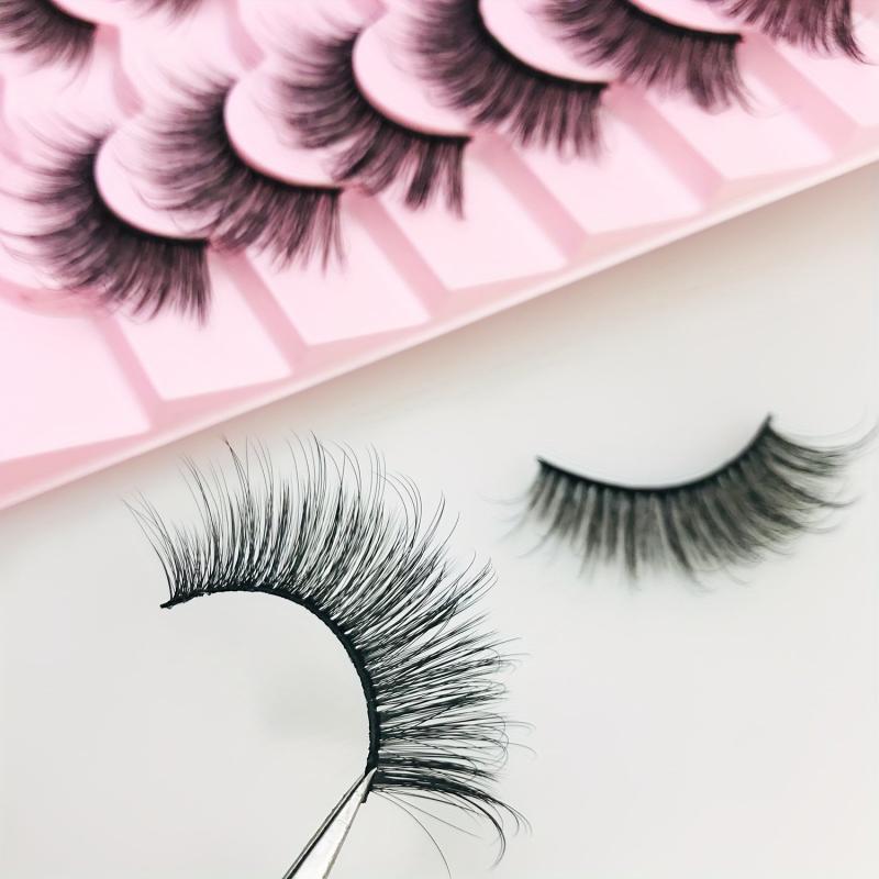 7 Pairs Faux Mink Eyelashes C D Curling Natural False Eyelashes