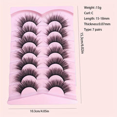 7 Pairs Faux Mink Eyelashes C D Curling Natural False Eyelashes
