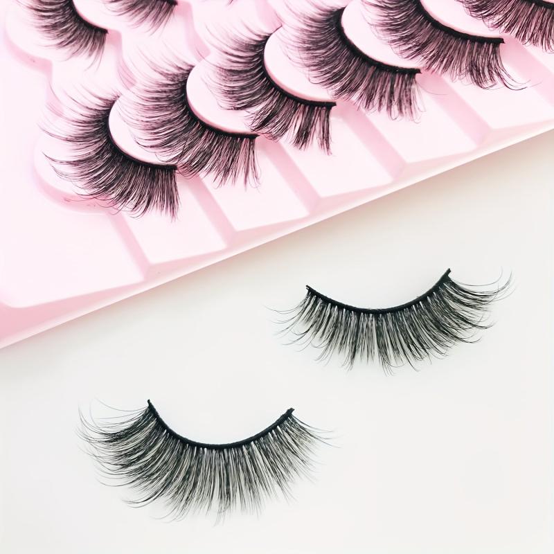 7 Pairs Faux Mink Eyelashes C D Curling Natural False Eyelashes