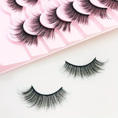7 Pairs Faux Mink Eyelashes C D Curling Natural False Eyelashes
