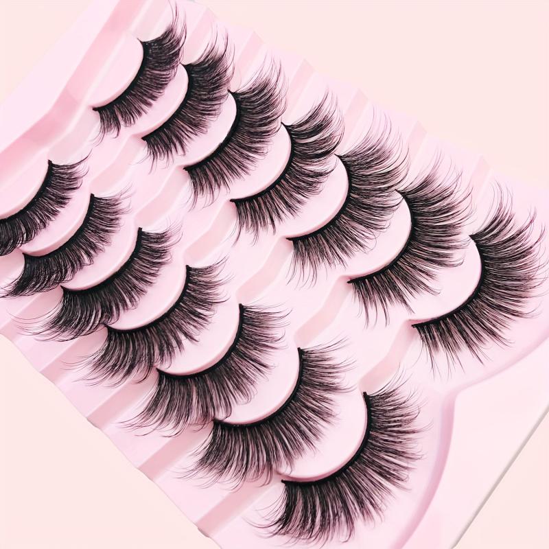 7 Pairs Faux Mink Eyelashes C D Curling Natural False Eyelashes