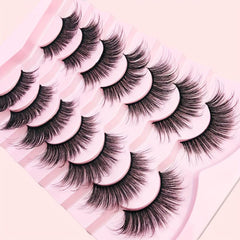 7 Pairs Faux Mink Eyelashes C D Curling Natural False Eyelashes