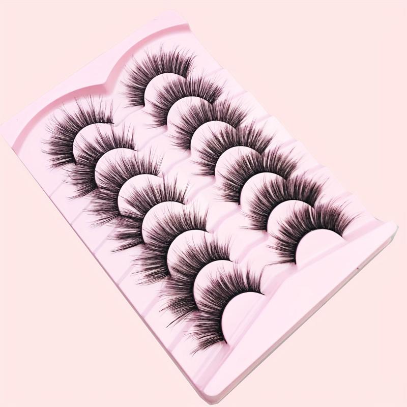 7 Pairs Faux Mink Eyelashes C D Curling Natural False Eyelashes