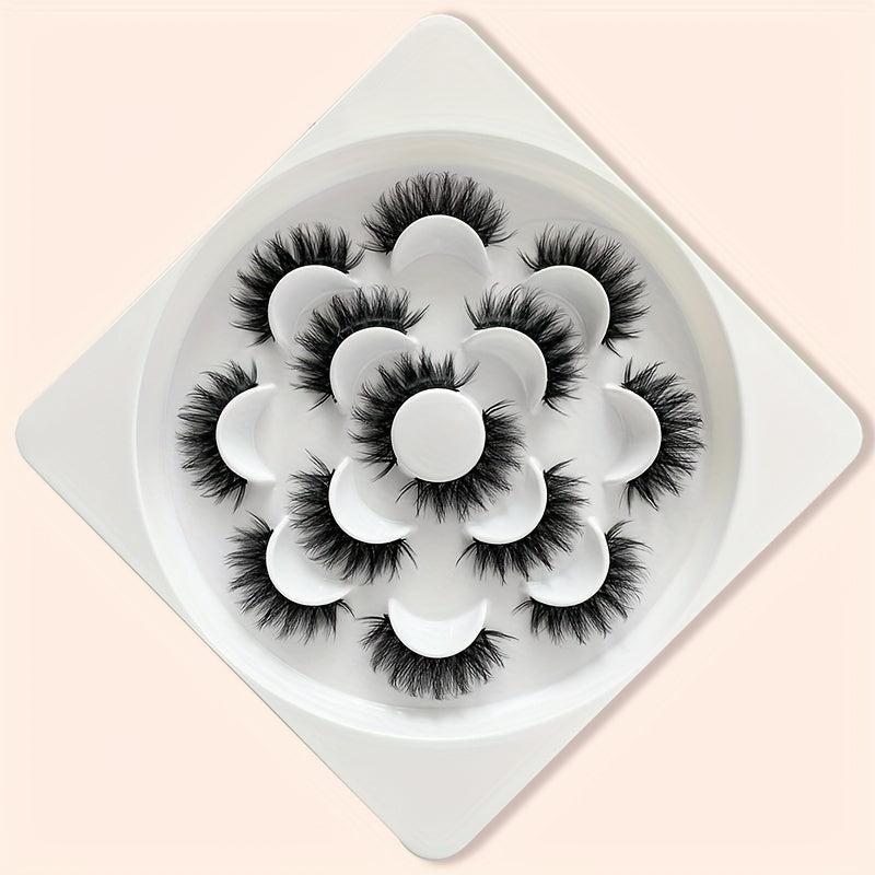 7 Pairs Thick Curling Fluffy False Eyelashes Cat Eye Lengthening Lashes