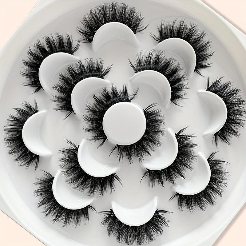7 Pairs Thick Curling Fluffy False Eyelashes Cat Eye Lengthening Lashes