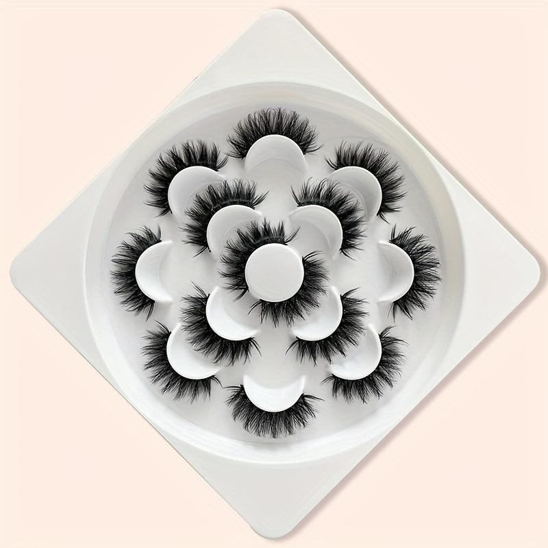 7 Pairs Thick Curling Fluffy False Eyelashes Cat Eye Lengthening Lashes