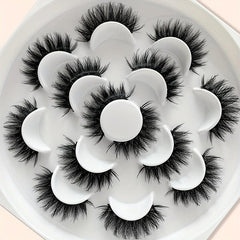 7 Pairs Thick Curling Fluffy False Eyelashes Cat Eye Lengthening Lashes