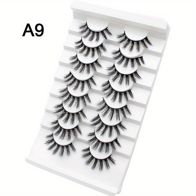 8 Pairs Fluffy 3D Faux Mink Eyelashes Long Thick False Lashes