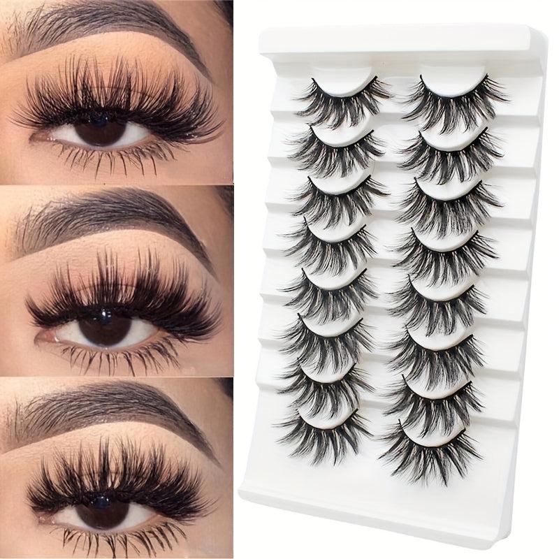 8 Pairs Fluffy 3D Faux Mink Eyelashes Long Thick False Lashes