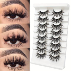 8 Pairs Fluffy 3D Faux Mink Eyelashes Long Thick False Lashes