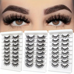8 Pairs Fluffy 3D Faux Mink Eyelashes Long Thick False Lashes