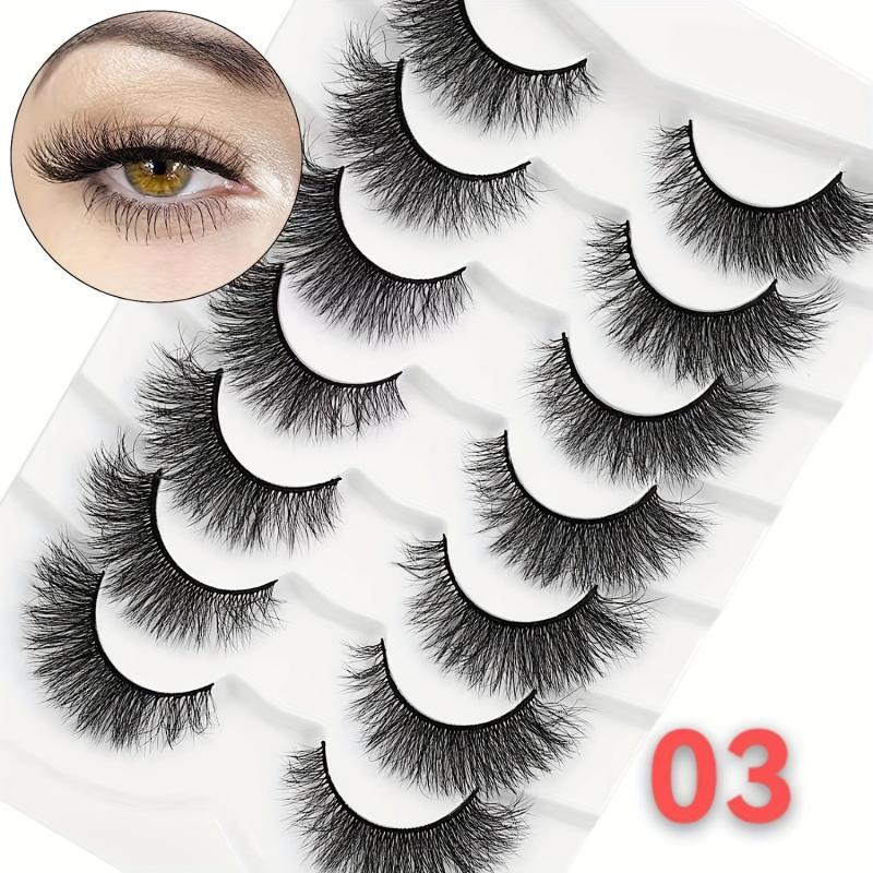 7 Pairs Fluffy Cat Eye False Eyelashes Natural Look