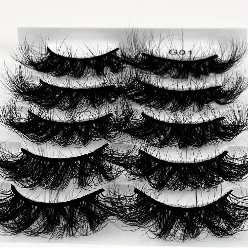 5 Pairs Multilayered Thick False Eyelashes for Wedding Party Makeup