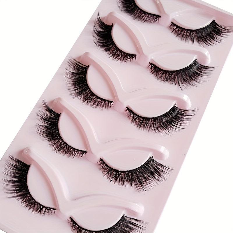 5 Pairs Cat Eye Lashes Winged End Long Full Strip Natural Soft Eyelashes