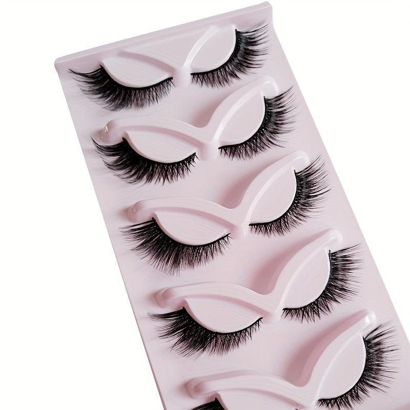 5 Pairs Cat Eye Lashes Winged End Long Full Strip Natural Soft Eyelashes