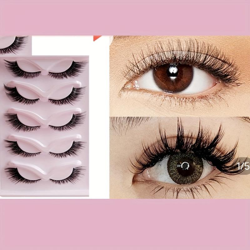 5 Pairs Cat Eye Lashes Winged End Long Full Strip Natural Soft Eyelashes