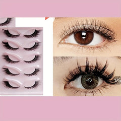 5 Pairs Cat Eye Lashes Winged End Long Full Strip Natural Soft Eyelashes