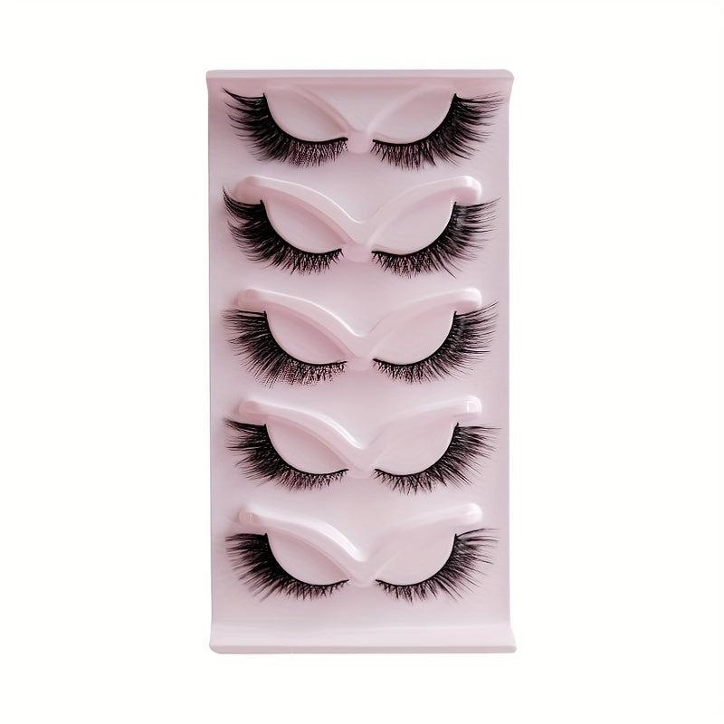 5 Pairs Cat Eye Lashes Winged End Long Full Strip Natural Soft Eyelashes