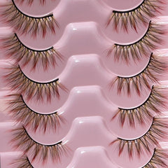 10 Pairs Colored D Curly False Eyelashes Yellow To Red Ombre