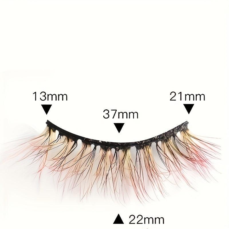 10 Pairs Colored D Curly False Eyelashes Yellow To Red Ombre
