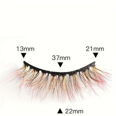 10 Pairs Colored D Curly False Eyelashes Yellow To Red Ombre