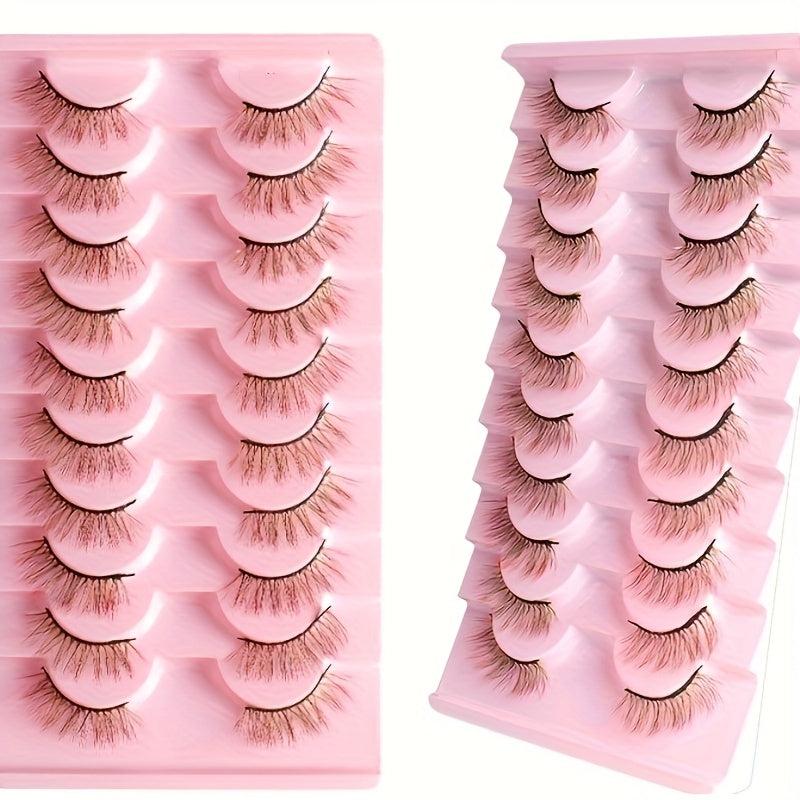 10 Pairs Colored D Curly False Eyelashes Yellow To Red Ombre