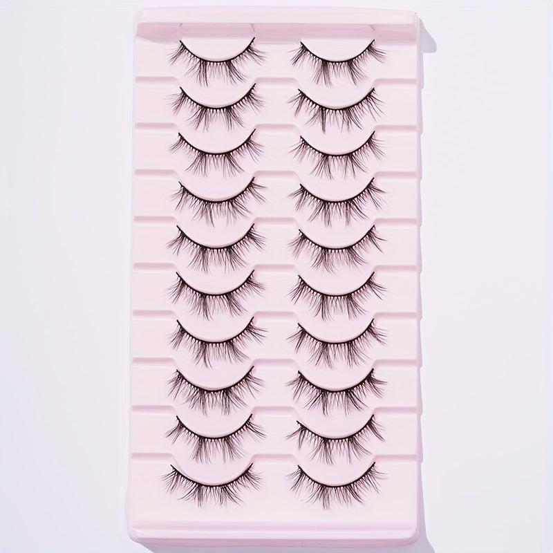 10 Pairs 12mm Natural Long Fishtail False Eyelashes