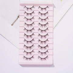 10 Pairs 12mm Natural Long Fishtail False Eyelashes