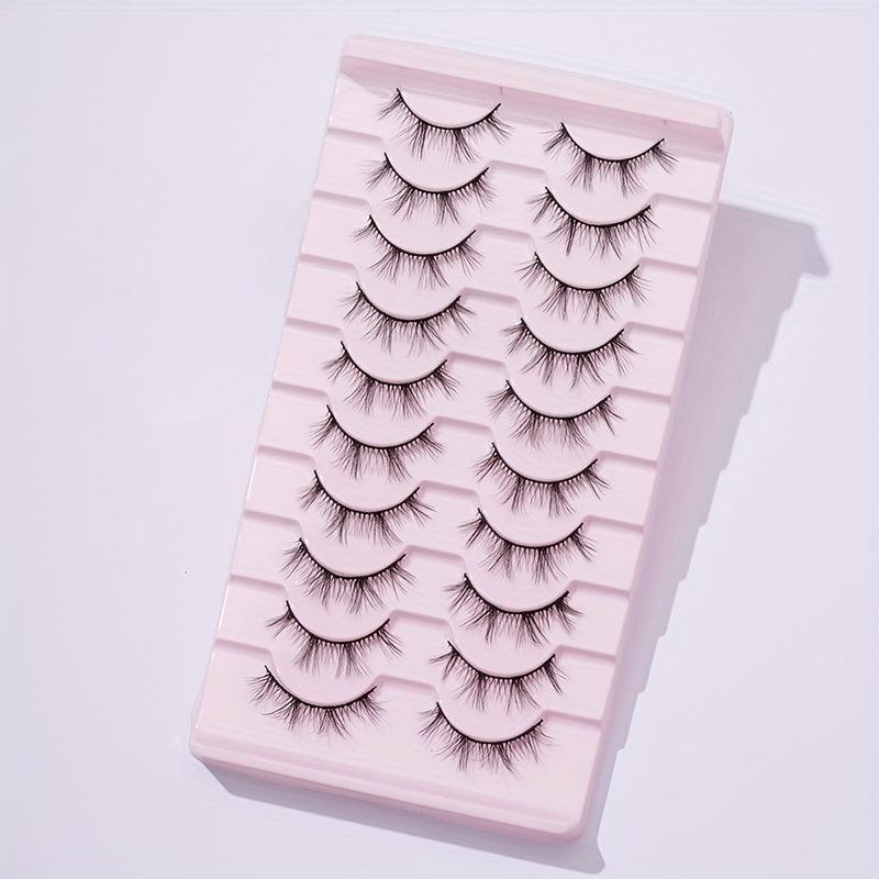10 Pairs 12mm Natural Long Fishtail False Eyelashes