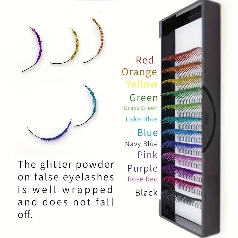 12 Colors Eyelashes Single Cluste Hair Grafted Lashes D Curl 14mm 16mm