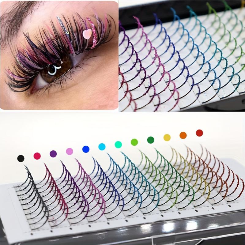 12 Colors Eyelashes Single Cluste Hair Grafted Lashes D Curl 14mm 16mm