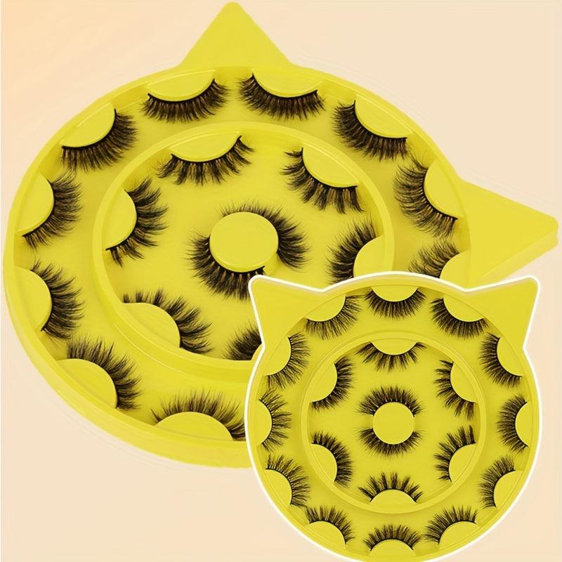10 Pairs 3D Thick Volume False Eyelashes Cat Eye Round Face Wispy Fluffy