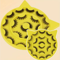10 Pairs 3D Thick Volume False Eyelashes Cat Eye Round Face Wispy Fluffy