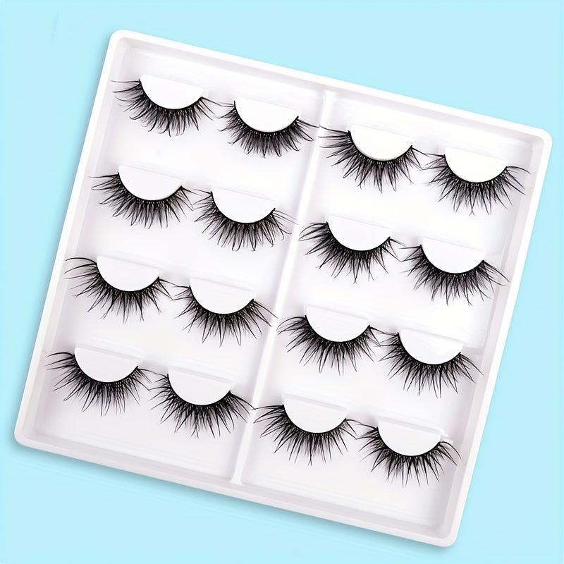 8 Pairs Tail Elongated False Eyelashes Natural Look Curly