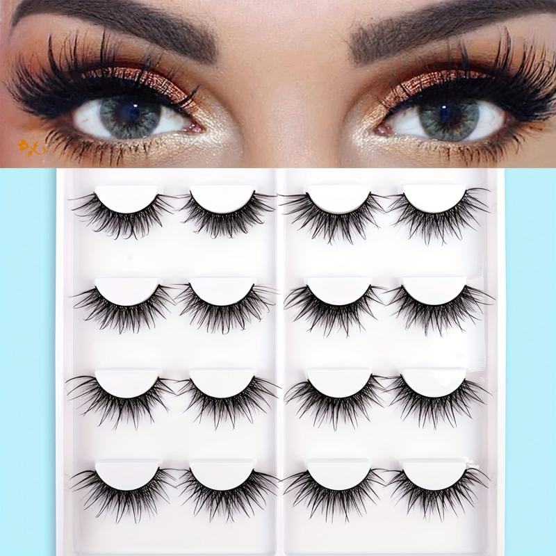 8 Pairs Tail Elongated False Eyelashes Natural Look Curly