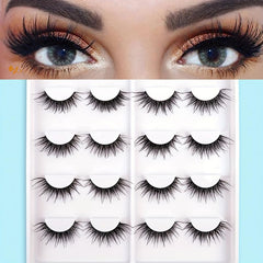 8 Pairs Tail Elongated False Eyelashes Natural Look Curly