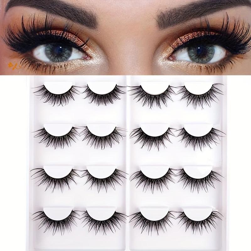 8 Pairs Tail Elongated False Eyelashes Natural Look Curly