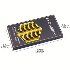 10 Pairs 18mm D Curl Faux Mink Lashes Natural Look Wispy 3D Strip Lashes