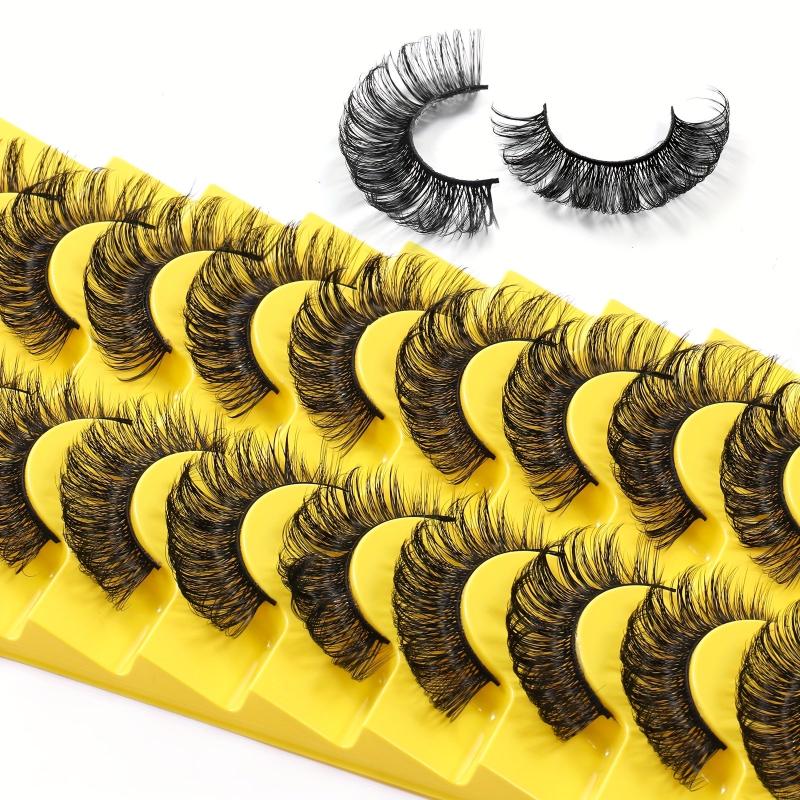 10 Pairs 18mm D Curl Faux Mink Lashes Natural Look Wispy 3D Strip Lashes