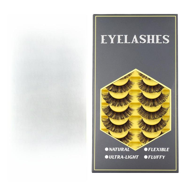 10 Pairs 18mm D Curl Faux Mink Lashes Natural Look Wispy 3D Strip Lashes