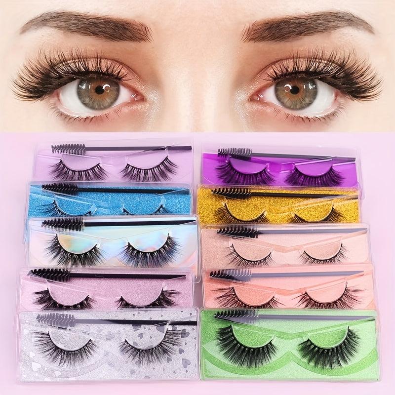 10 Pairs 11-15mm Mink Lashes 3D Fluffy Natural Volume False Eyelashes