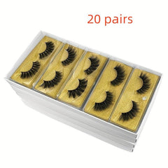 20 Pairs Mink Eyelashes Natural Curly Lashes Thick Volume Pack