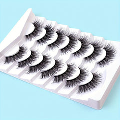 7 Pairs Fluffy Fishtail False Eyelashes 18mm Long Natural Eye Lashes