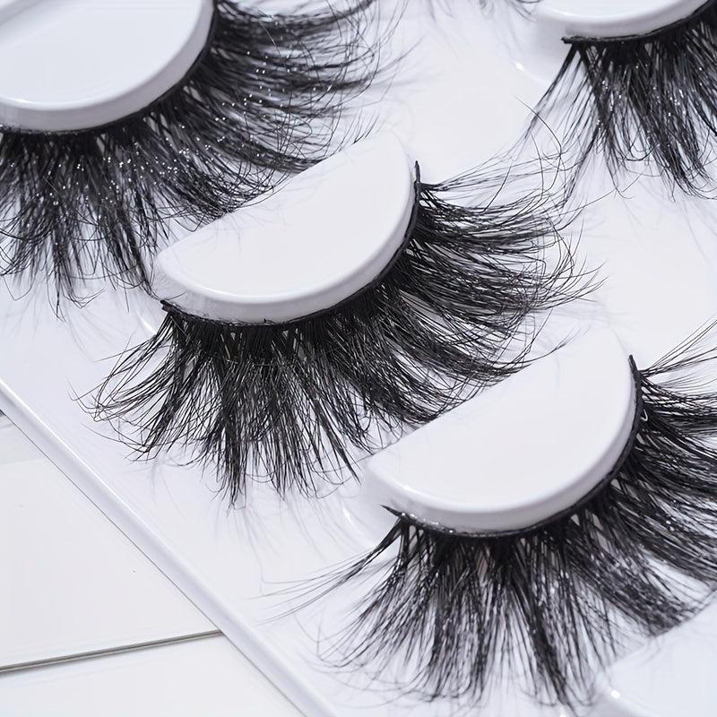 5 Pairs 25mm Fishtail Style False Eyelashes Thick Volume Cross Lashes