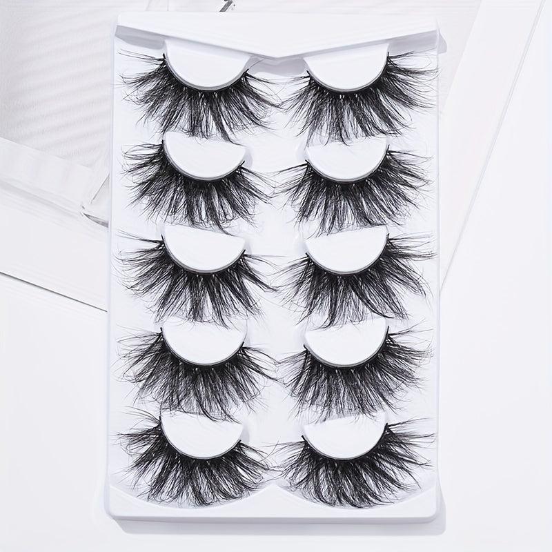 5 Pairs 25mm Fishtail Style False Eyelashes Thick Volume Cross Lashes