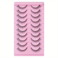 10 Pairs Wispy False Eyelashes Natural Look 3D Effect Curly Fluffy Faux Mink